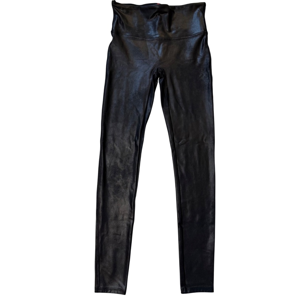 Spanx Womens Black Faux Leather High Waisted Leggings Size Medium M 20211R